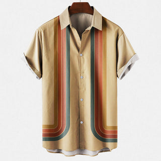 Sebastian | Chemise à Rayures Graphiques à Manches Courtes avec Vibes Rétro