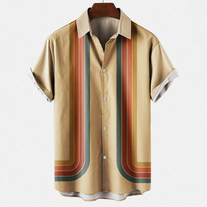 Sebastian | Chemise à Rayures Graphiques à Manches Courtes avec Vibes Rétro