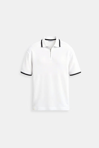 Polo Classique avec Zip et Détails Contrastés