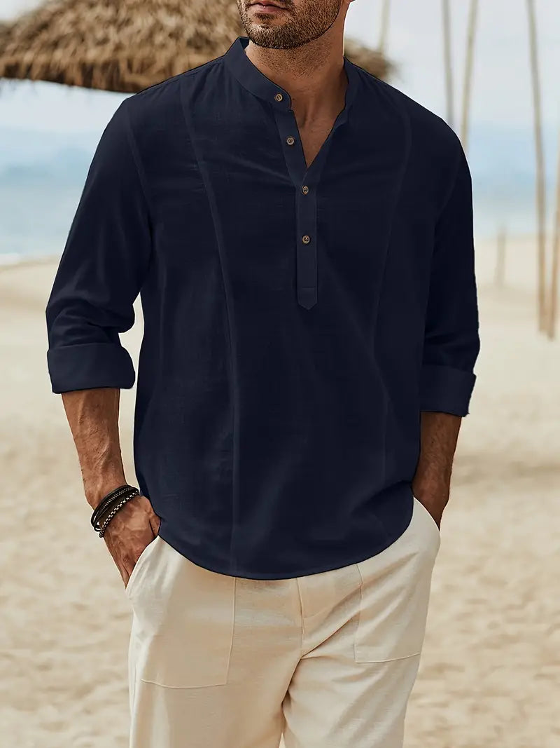 Asher | Chemise de plage légère avec col montant &amp; élégance décontractée