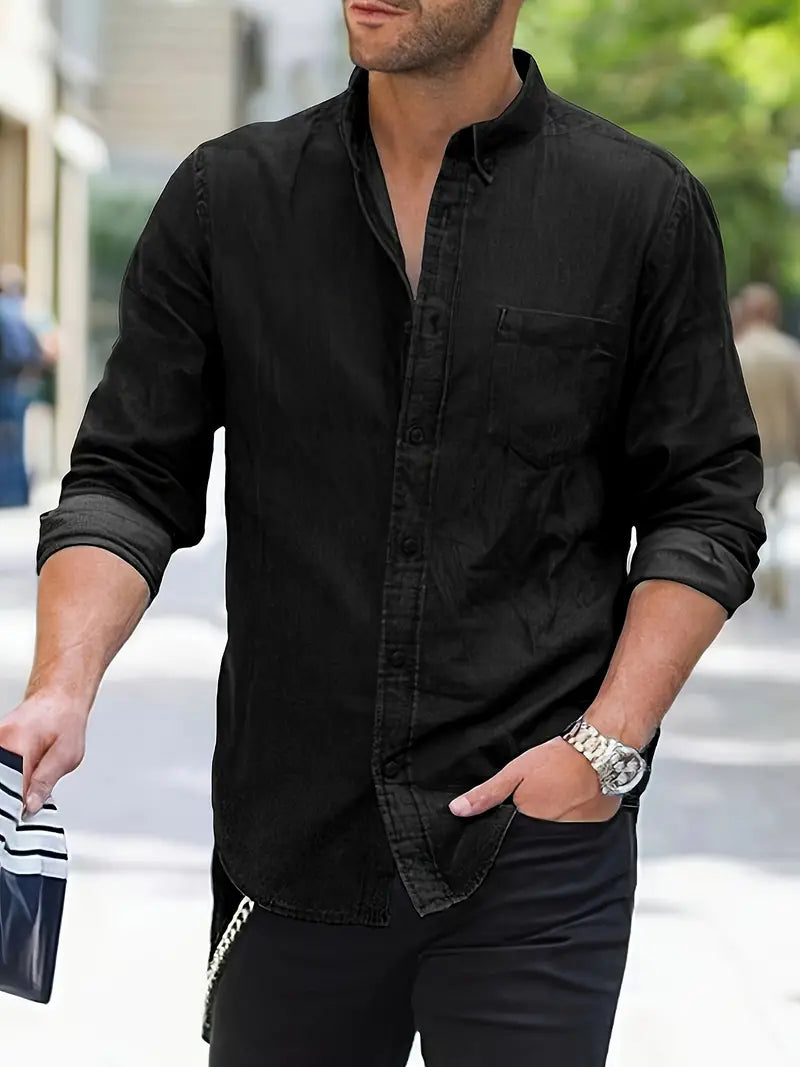 Daniel | Chemise en Jean à Manches Longues Décontractée au Look Classique
