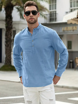Asher | Chemise de plage légère avec col montant &amp; élégance décontractée