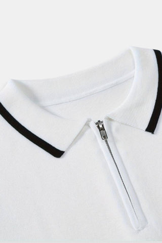 Polo Classique avec Zip et Détails Contrastés