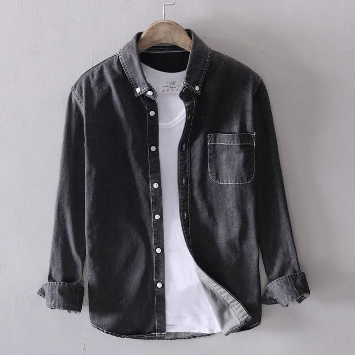 Chemise en Denim pour Homme Casual à Manches Longues