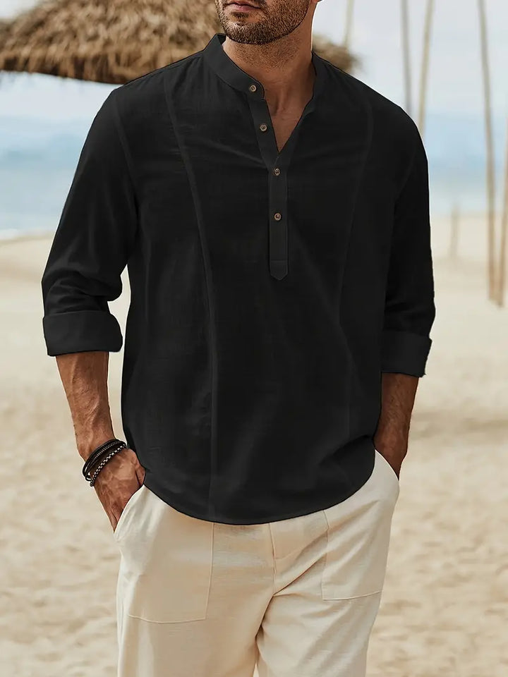 Asher | Chemise de plage légère avec col montant &amp; élégance décontractée