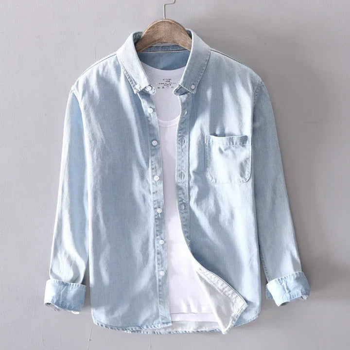 Chemise en Denim pour Homme Casual à Manches Longues