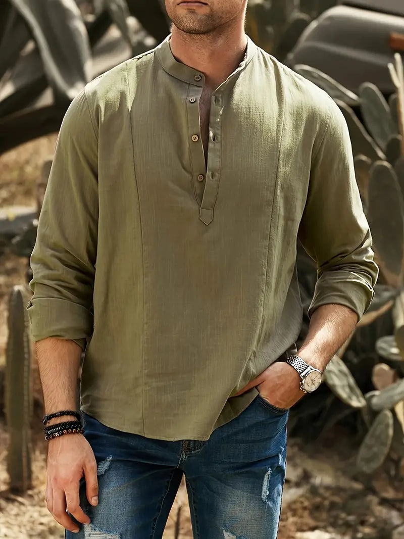 Asher | Chemise de plage légère avec col montant &amp; élégance décontractée