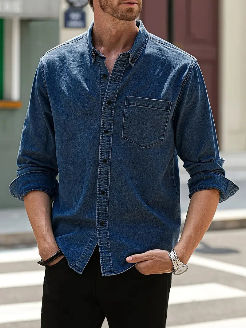 Daniel | Chemise en Jean à Manches Longues Décontractée au Look Classique