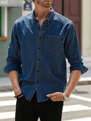 Daniel | Chemise en Jean à Manches Longues Décontractée au Look Classique