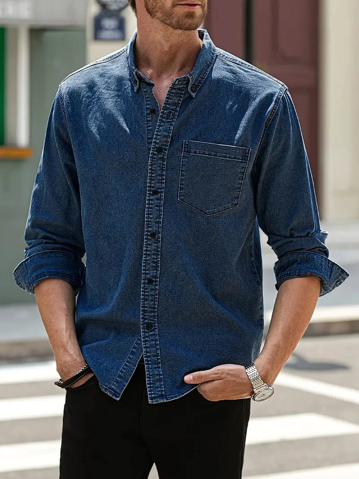 Daniel | Chemise en Jean à Manches Longues Décontractée au Look Classique
