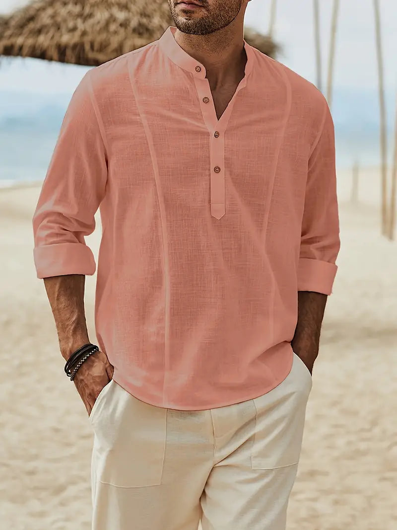 Asher | Chemise de plage légère avec col montant &amp; élégance décontractée