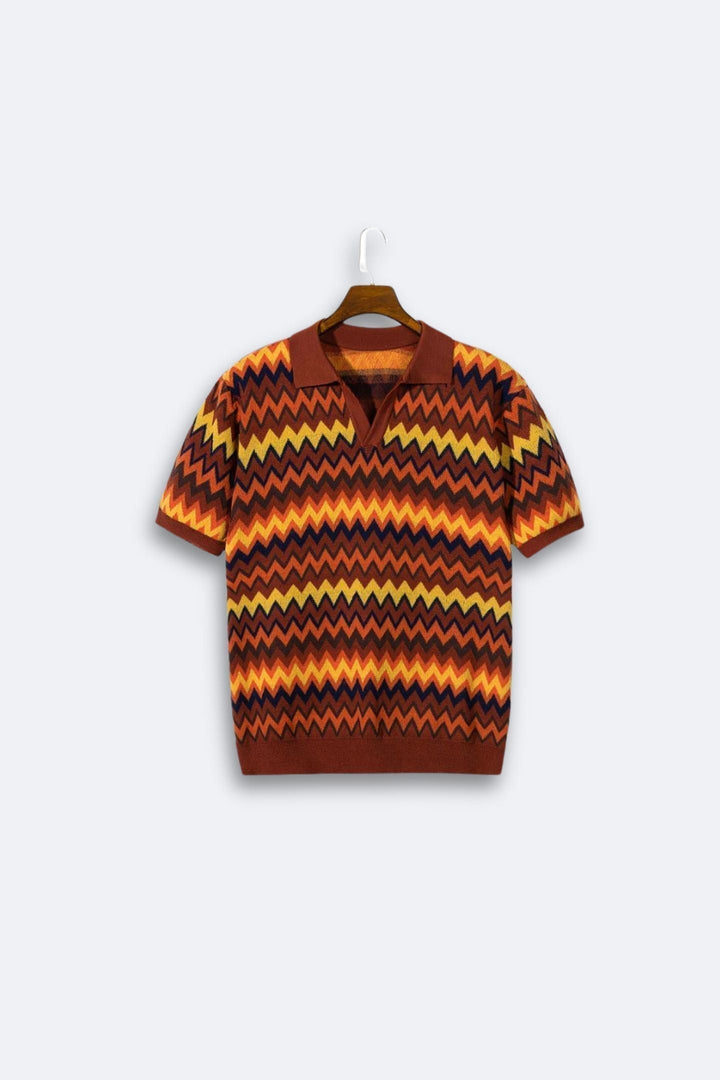 Pull Rétro avec Motif Zigzag