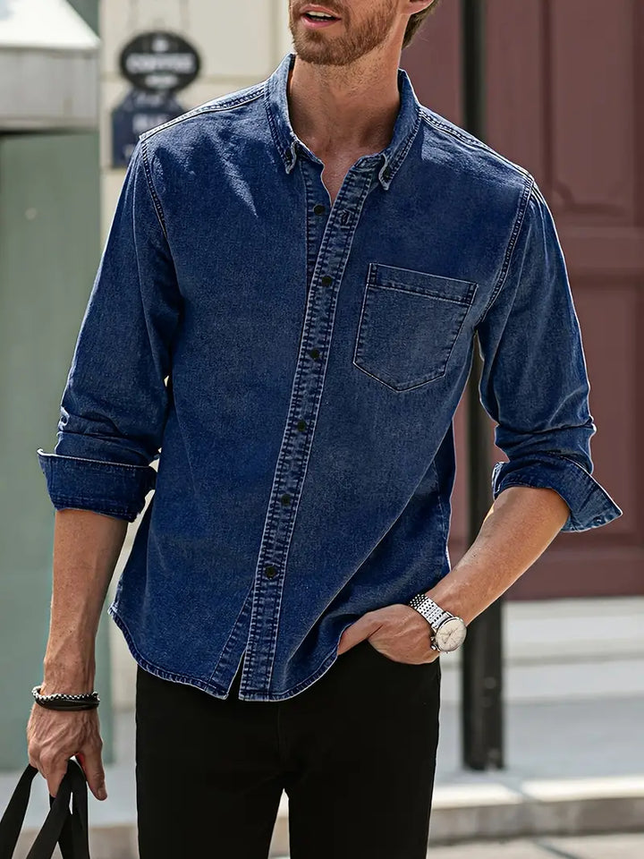 Daniel | Chemise en Jean à Manches Longues Décontractée au Look Classique