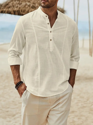 Asher | Chemise de plage légère avec col montant &amp; élégance décontractée