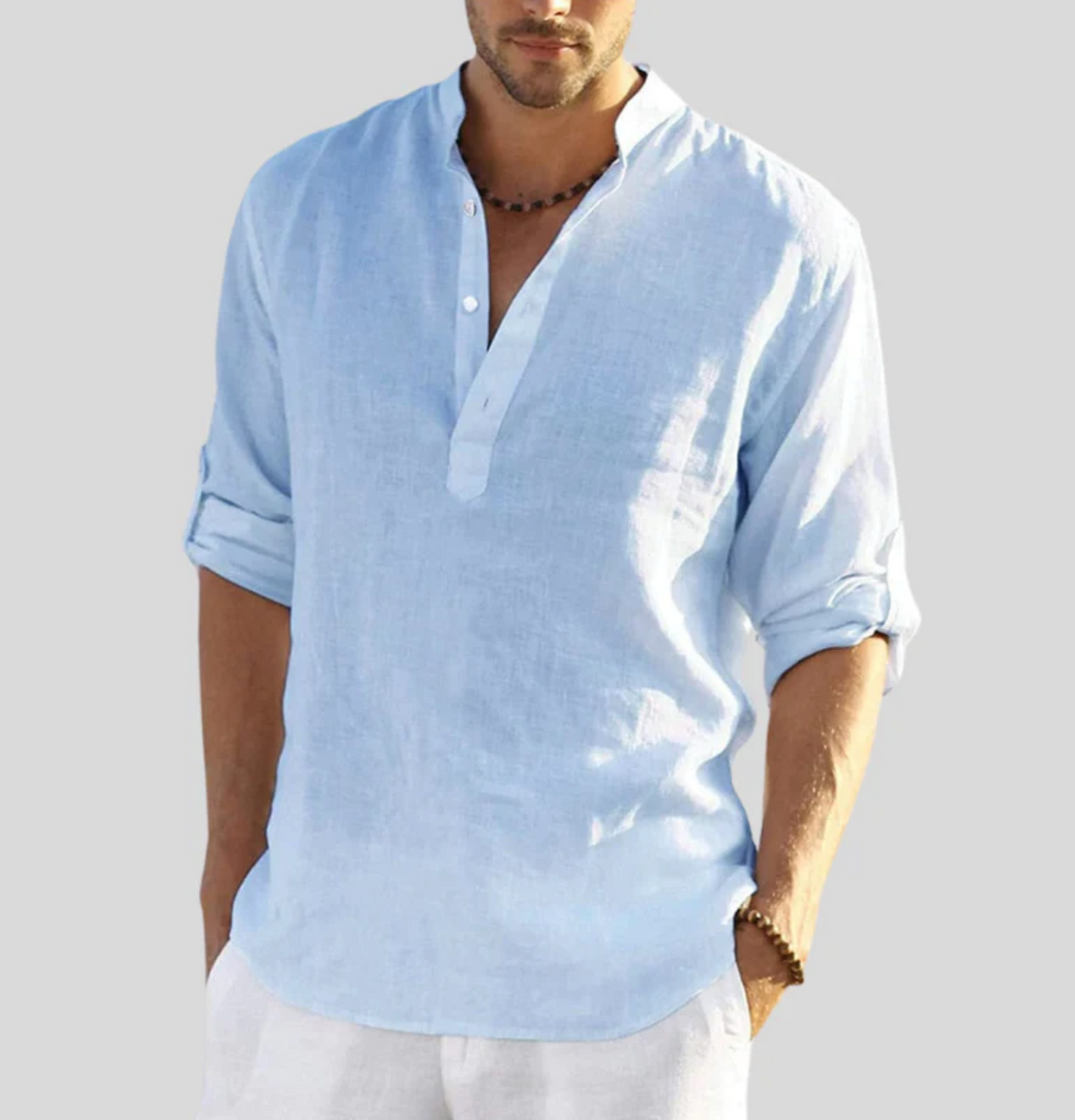 Atlleb | Chemise en Lin Légère avec Col V Détendu