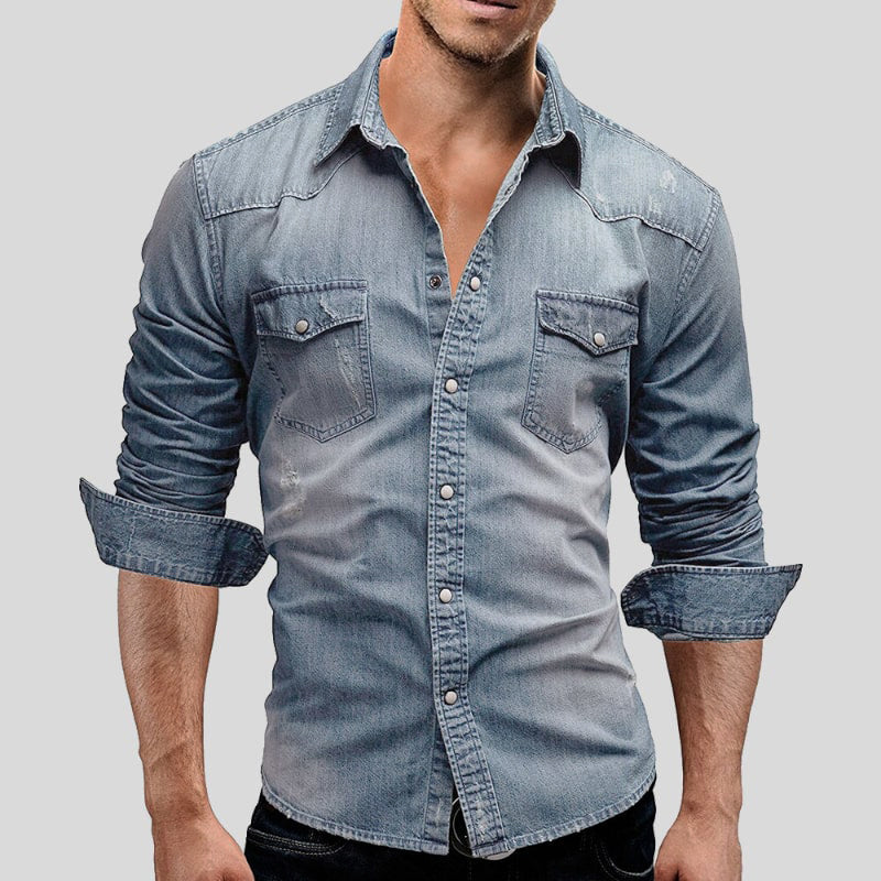 Cedric | Chemise en Denim pour Hommes au Look Vintage