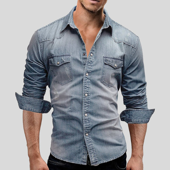 Cedric | Chemise en Denim pour Hommes au Look Vintage