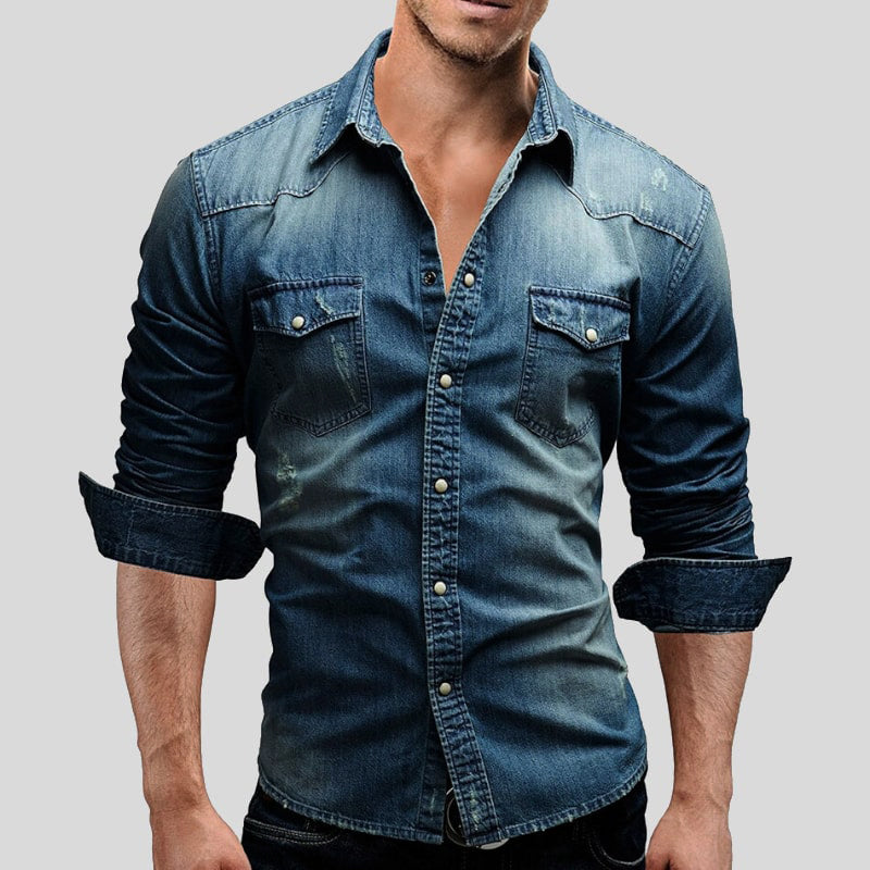 Cedric | Chemise en Denim pour Hommes au Look Vintage