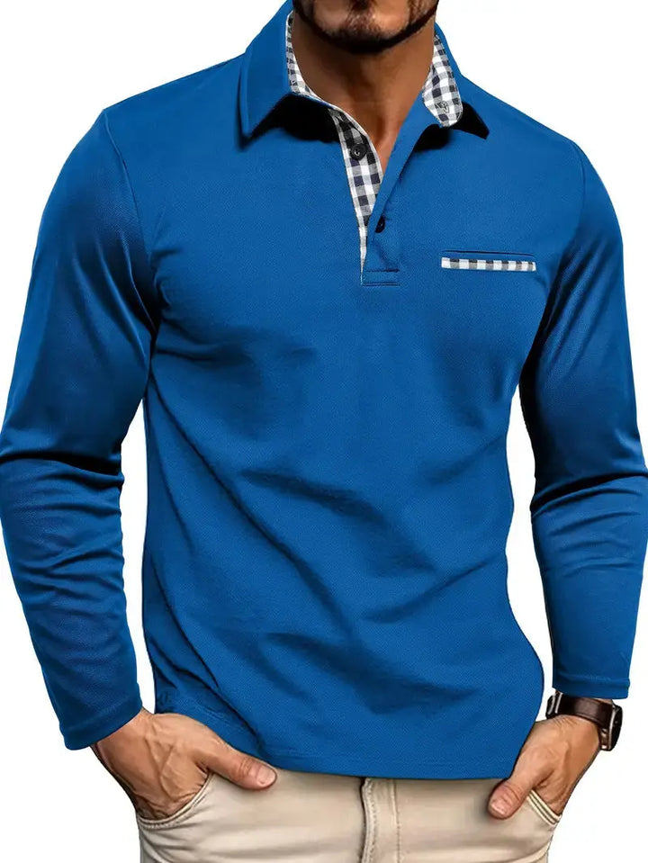 Polo Homme à Manches Longues Zippé Moderne Casual