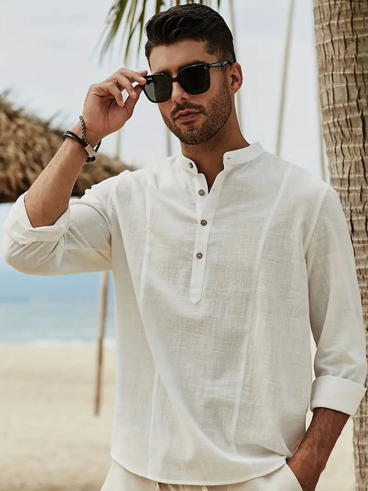 Asher | Chemise de plage légère avec col montant &amp; élégance décontractée