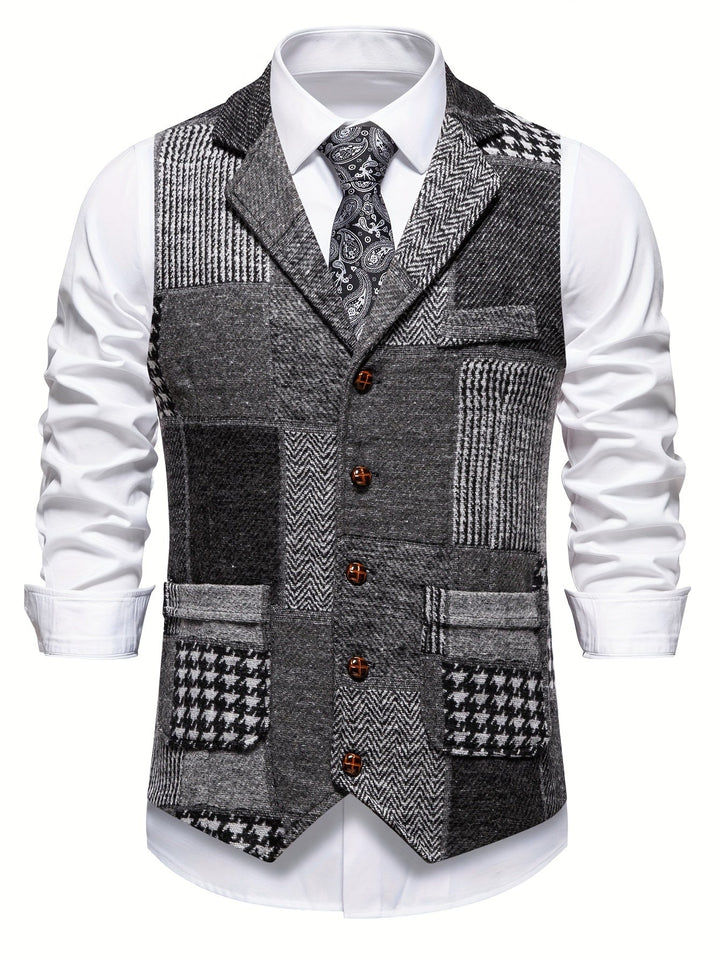 Laurent | Gilet en Tweed à Motif Chevron pour Homme
