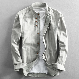 Chemise Homme Col Montant Style Vintage