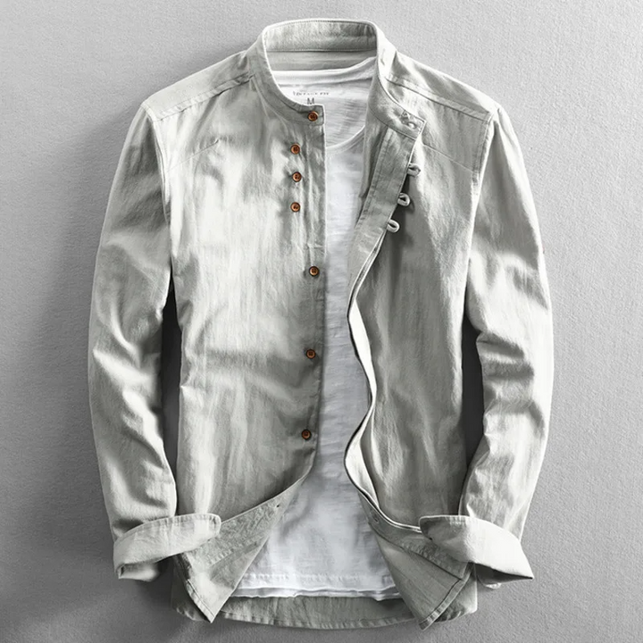 Chemise Homme Col Montant Style Vintage