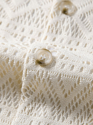 David | T-shirt en crochet transparent avec motif ethnique